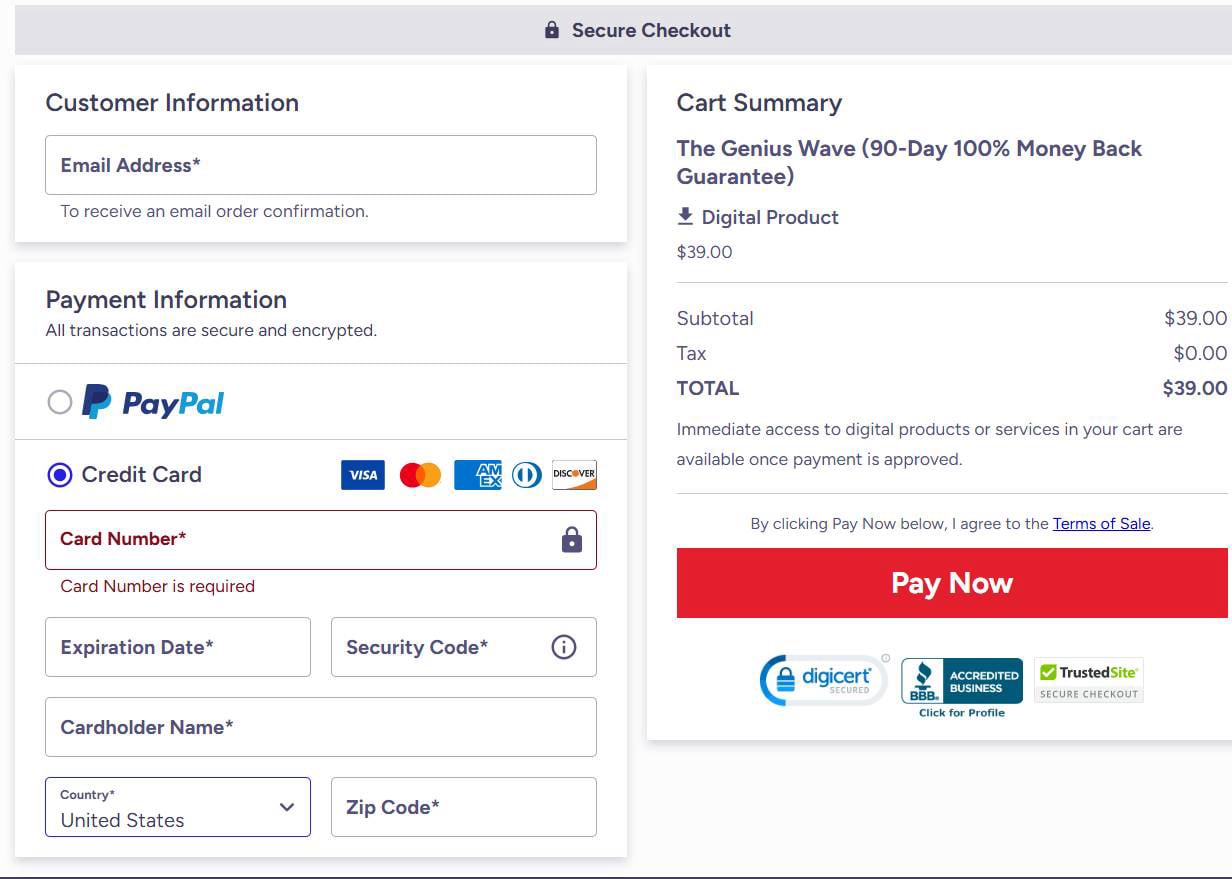 Thegeniuswave - Check Out Page